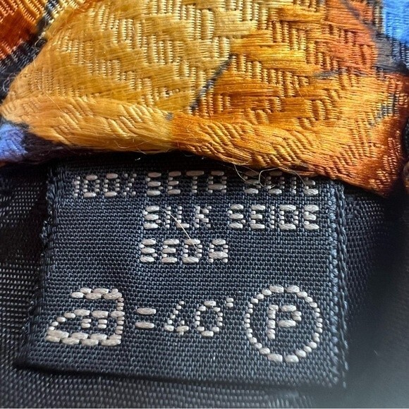 Ermenegildo Zegna 100% Silk Rust Brown Gold Blue Men's Necktie Tie Autumn Fall - Picture 5 of 11